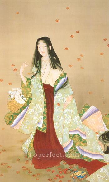 flower basket 1915 Uemura Shoen Bijin ga beautiful women Oil Paintings